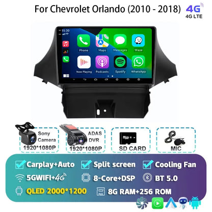 Android 15 Carplay For Chevrolet Orlando 2010 2011- 2018 Car Radio Auto 4G WIFI GPS Navigation Multimedia Video Player Stereo