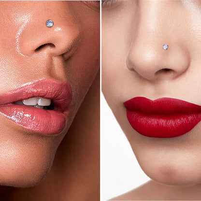 1/10PCS ASTM F136 G23 Titanium Piercing Nose Stud 20G L-Shape Nariz Studs With Zircon 2-3mm Nose Rings Nostril Piercing Jewelry
