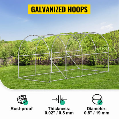 SucceBuy Walk-in Tunnel Greenhouse Galvanized Frame & Waterproof Cover 15x7x7/10x7x7/20x10x7/12x7x7 ft Greenhouses & Cold Frames