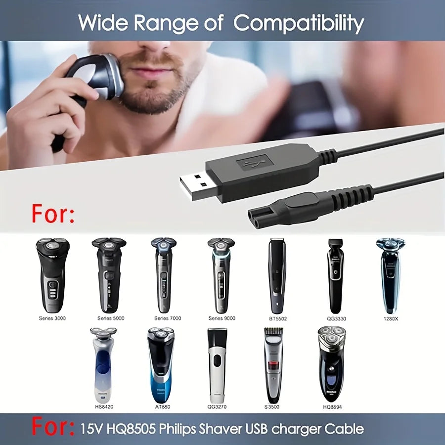 1pc Electric Shaver USB Charger For Philips Series 3000 5000 7000 9000/Oneblade QP2520 QP2620 RQ320 RQ328 RQ330 RQ331 RQ338