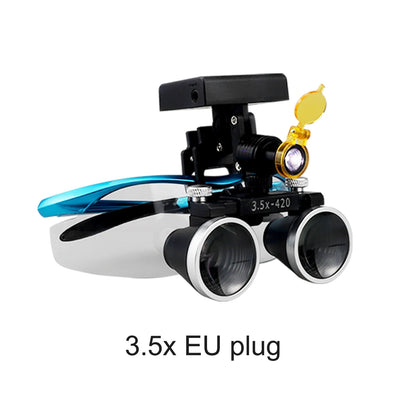 2.5X/3.5X 420mm Dental Loupe Magnifier Binocular Magnifier Surgery Surgical Operation Loupe with Spotlight Head Light 5W LED