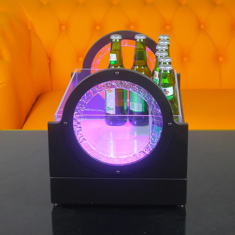  LED Glowing Ice Bucket with Unique Circular Light - Effects Design, Ideal for Bars  KTVs,Enhancing Party Atmosphere