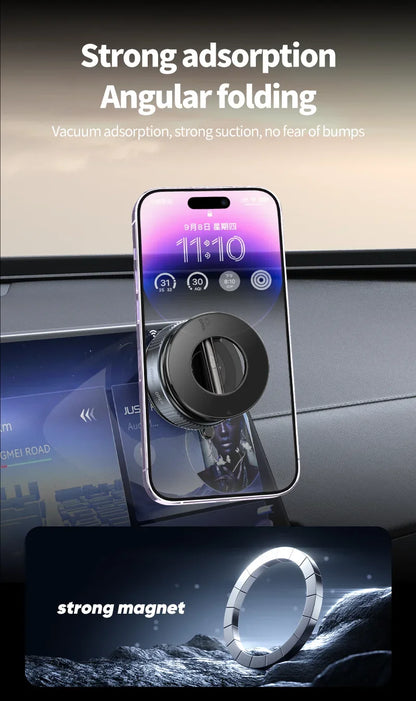 Rotating Folding Magnetic Phone Holder Vacuum Suction Mag Stand for Car Navigation Gym Kitchen - Universal GPS Streaming Bracket