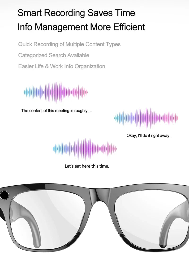 AI Smart Glasses 8K HD Photochromic Multifunction Translate Camera Glasse Bluetooth Calling Voice Assistant Music Player