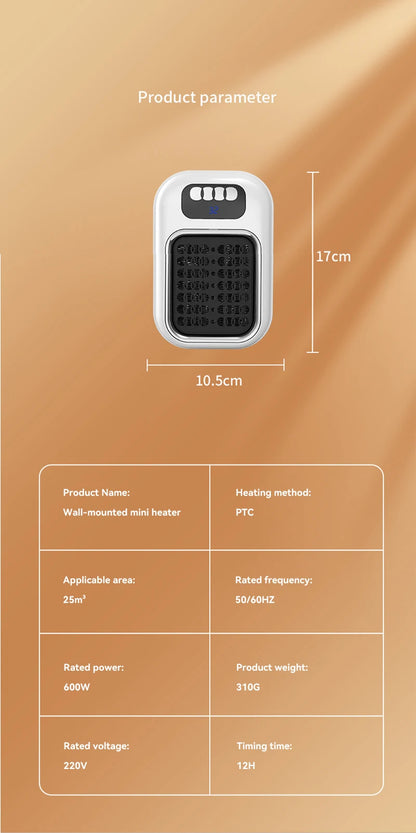Portable Heater Electric Heater Plug in Wall Room Heater Radiator Remote Warmer Machine Muted for Bedroom Bathroom Office