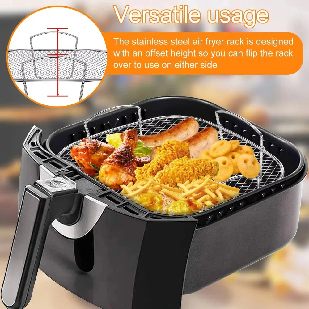 Adjustable Multifunctional Roasting Rack for Air Fryer Dehydrator BBQ - Steaming Rack Compatible with Various Kitchen Appliances