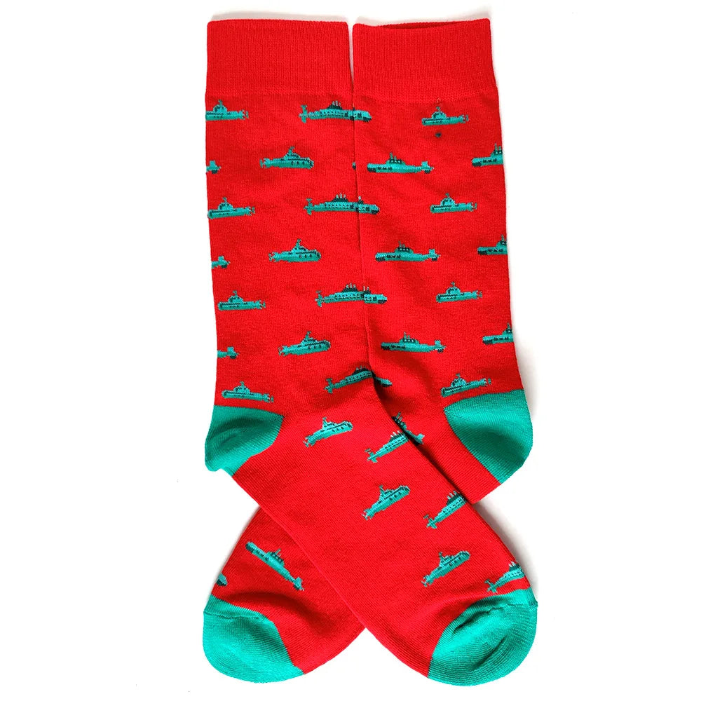 58 Style Cartoon Men Socks Fish bird parrot shark Theme Cotton Novelty Funny Hip Hop Trend Street Long Socks