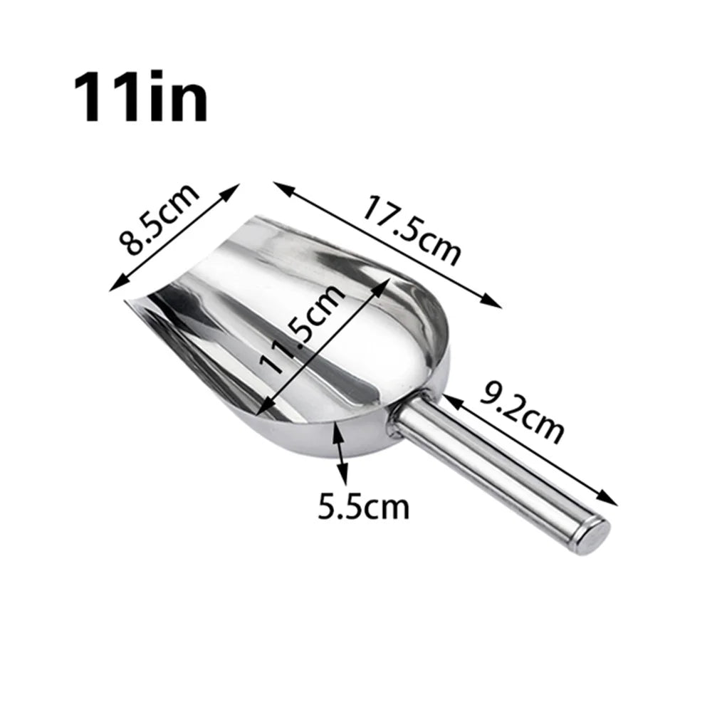 High-Quality Stainless Steel Ice Scoop Food Flour Sugar Scoop Popcorn Coffee Beans Tools Ice Scooper Shovel
