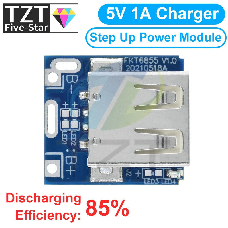 GREATZT 5V Boost Converter Step-Up Power Module Lithium Battery Charging Protection Board LED Display USB For DIY Charger 134N3P