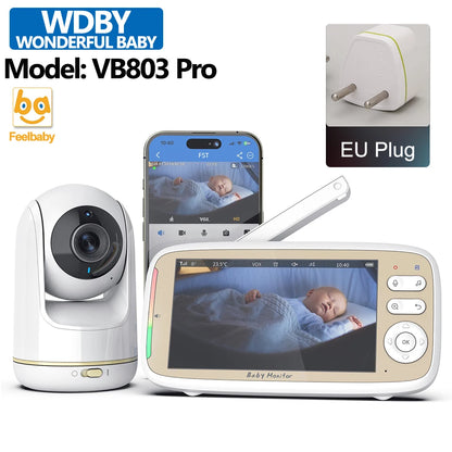 5 Inch Baby Monitor 3x Zoom PTZ Cam APP+monitor Dual Control WIFI Electronic Baby Sitter Two Way Audio Night Vision Baby Phone