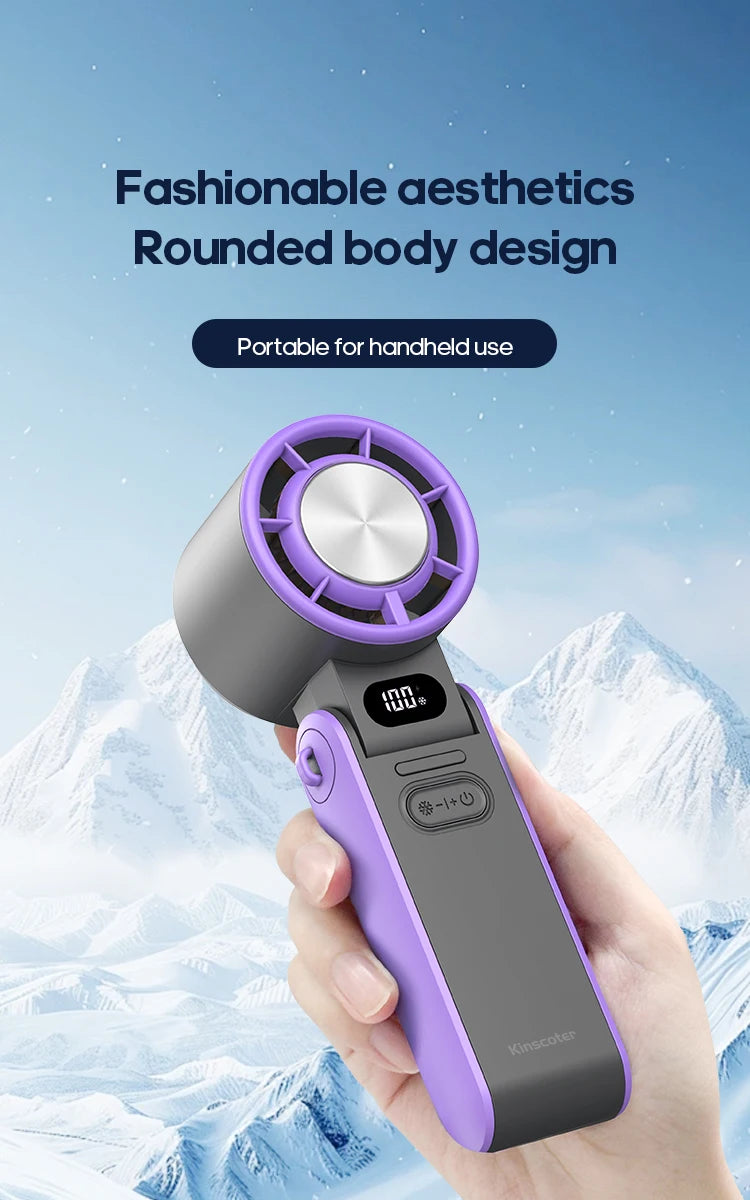 KINSCOTER Outdoor Foldable Portable Handheld Fan Mini Cooling Rechargeable 3600mAh 100-level Free Control High Speed Turbo Fan