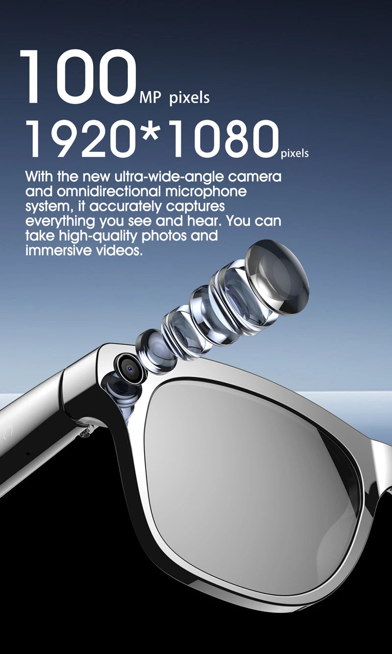Xiaomi 4K AI Camera Glasses 800MP Multifunctional Photochromic Smart Glasses Bluetooth Calling Photo Video Music Translation New