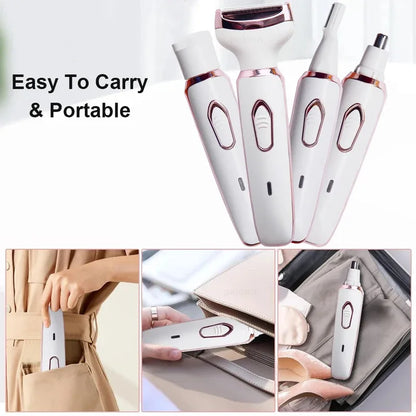 Electric Shaver For Woman Body Hair Removal Epilator Painless Cordless Trimmer Women Face Leg Bikini Razor 4 in 1 Hair Remover