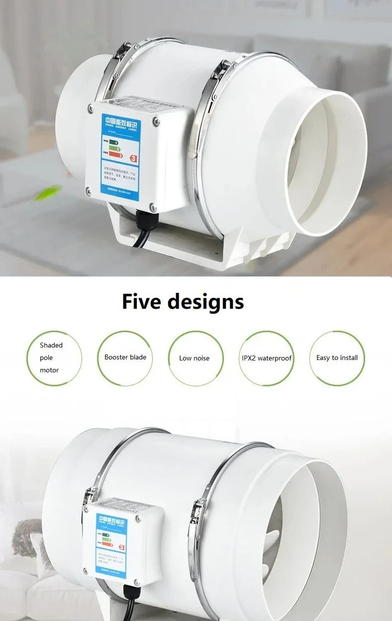 Exhaust Pipe Fan Ventilation Fan Pipe Fan Inline Duct Fan Ventilation Exhaust Blower Fans Quiet For Ducting