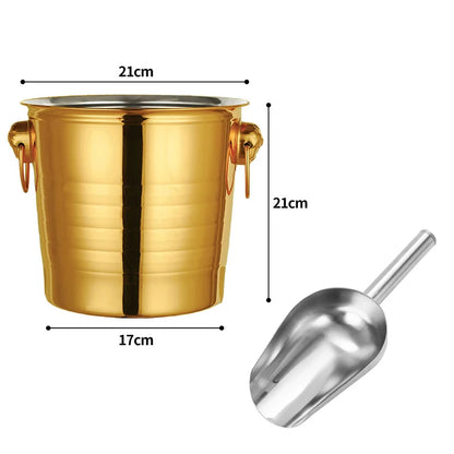 1600ML Ice Bucket- Double Stainless Steel Insulated Durable Portable Summer Drinks Champagne Beer for Outdoor Picnics Bar Events