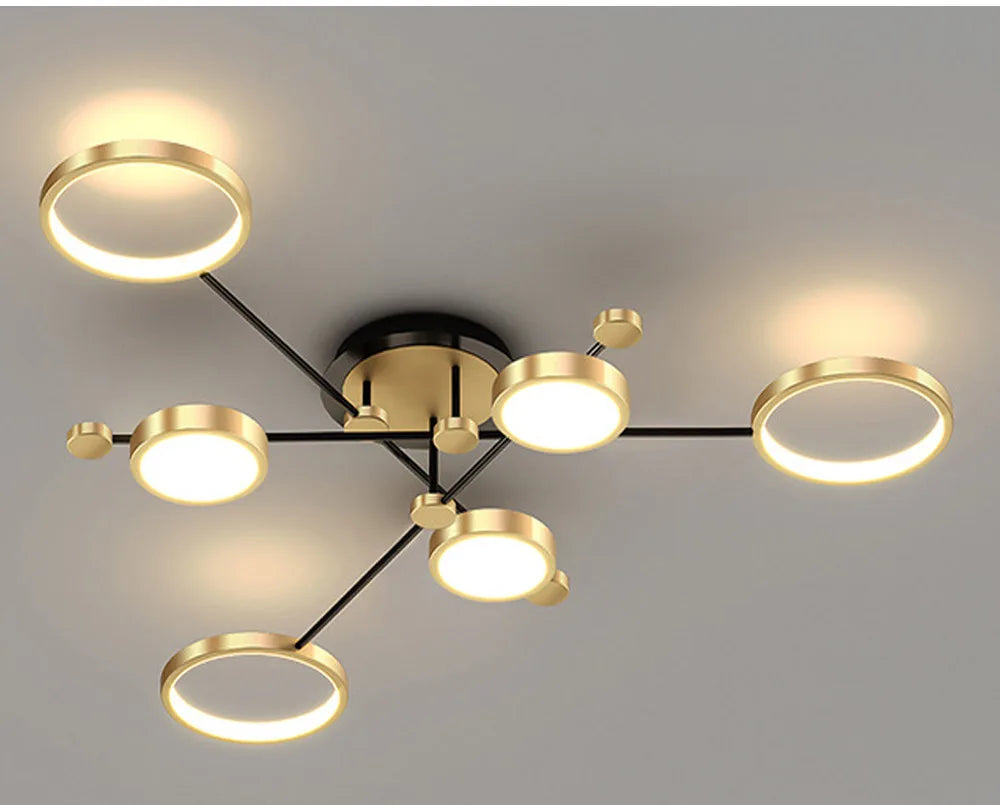 Modern Pendant Light LED Nordic Lamp Gold Black Hanging Chandelier Ceiling Lights Dimming Remote Control Lighting Fixture