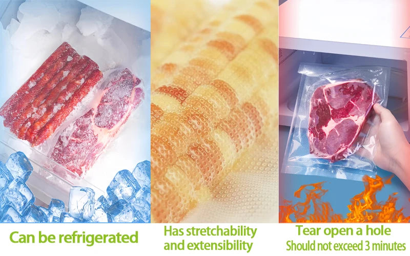JKUOO Vacuum Sealer Bags Rolls for Food - Freezer Roll Bags - Food Saver Compatible with Vacuum Sealer Machines