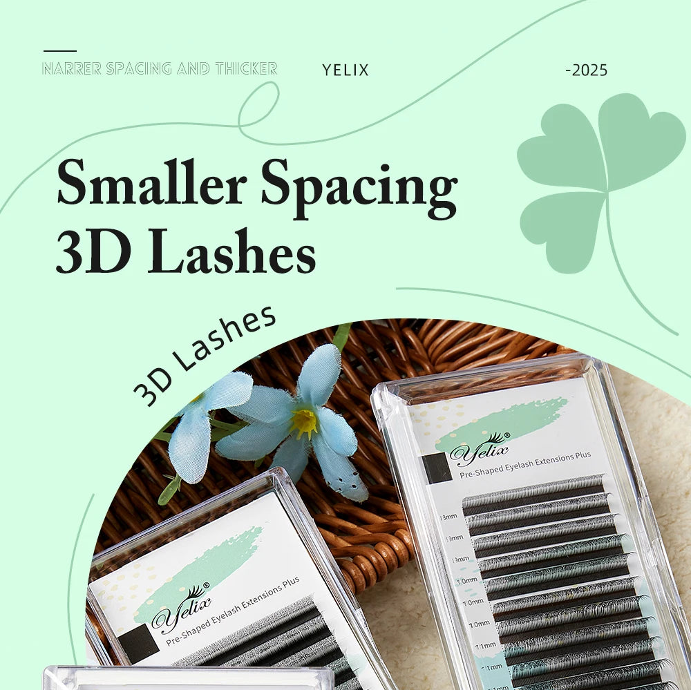 Yelix 10 Cases 3D W Shaped Lashes Smaller Spacing Eyelashes Extension Natural Soft Lashes Premade Volume Fans Eyelashes