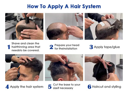 Australia Toupee Men Lace and PU Base Breathable Men's Wig For Men Capillary Prosthesis Replacement Natural Hairline System