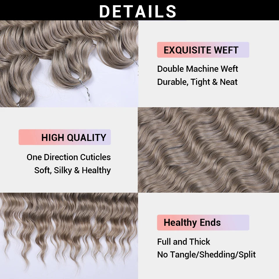 FASHION IDOL 24Inch Crochet Hair Synthetic Water Wave Braiding Hair Extensions Ombre Rainbow color Fake Hair Deep Wave Curl Hair