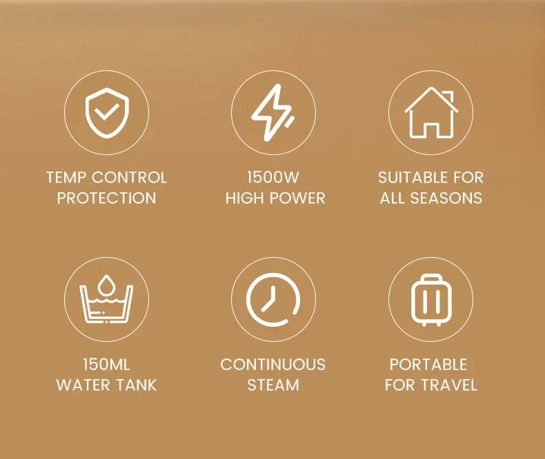 1500W Garment Steamers Fold Hand Holding Ironing Machine Fast-Heat Household Steam Handheld Fabric Steamer for Home Travelling