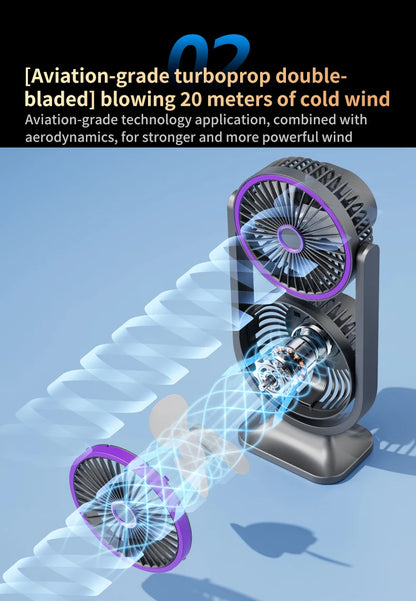 TINSOL 2026 New Dual-Head Desktop Fan, High-Power Air Circulation Fan, Office and Dormitory Double-Layer Fan