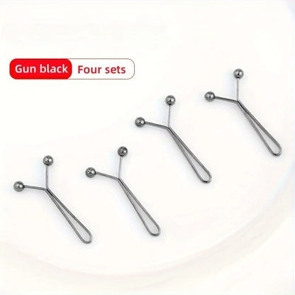4pcs Invisible Metal Waist Clips - Adjustable Button Clips for Jeans/Clothes, Slimming Tightener with Hidden Design