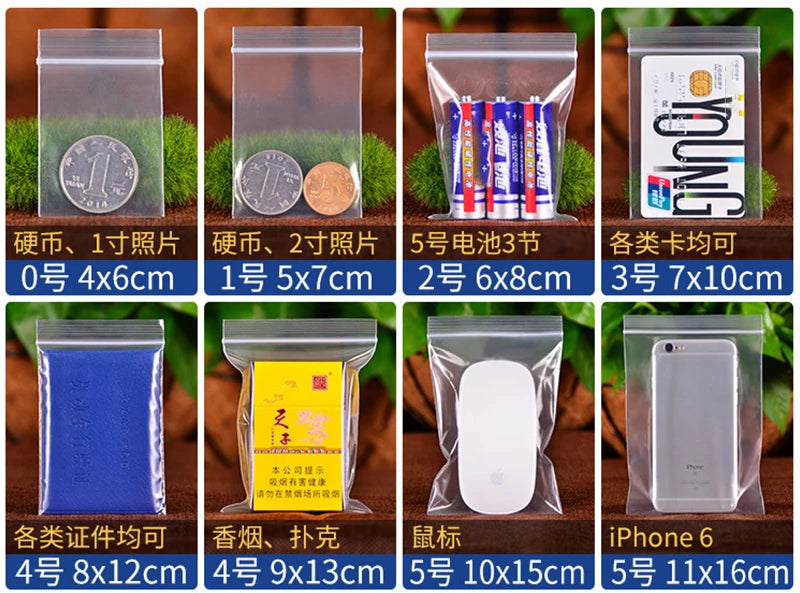 Thicken Zipper Sealed Bags Clear Plastic Storage Bag for Small Jewelry Food Packing Reclosable Zippers Sealing Pouch Wholesale