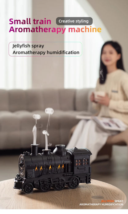 Retro Mini Train Shape Aromatherapy Essential Oil Diffuser Ultrasonic Cool Mist Air Humidifier with Lamp Aroma Difusor Atomizer