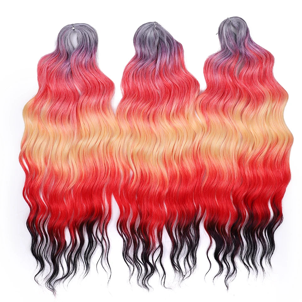 Anna Synthetic Hair 24 Inch Water Wave Braiding Hair Extensions Ombre Blonde Deep Wave Afro Curl Twist Crochet Hair for Women