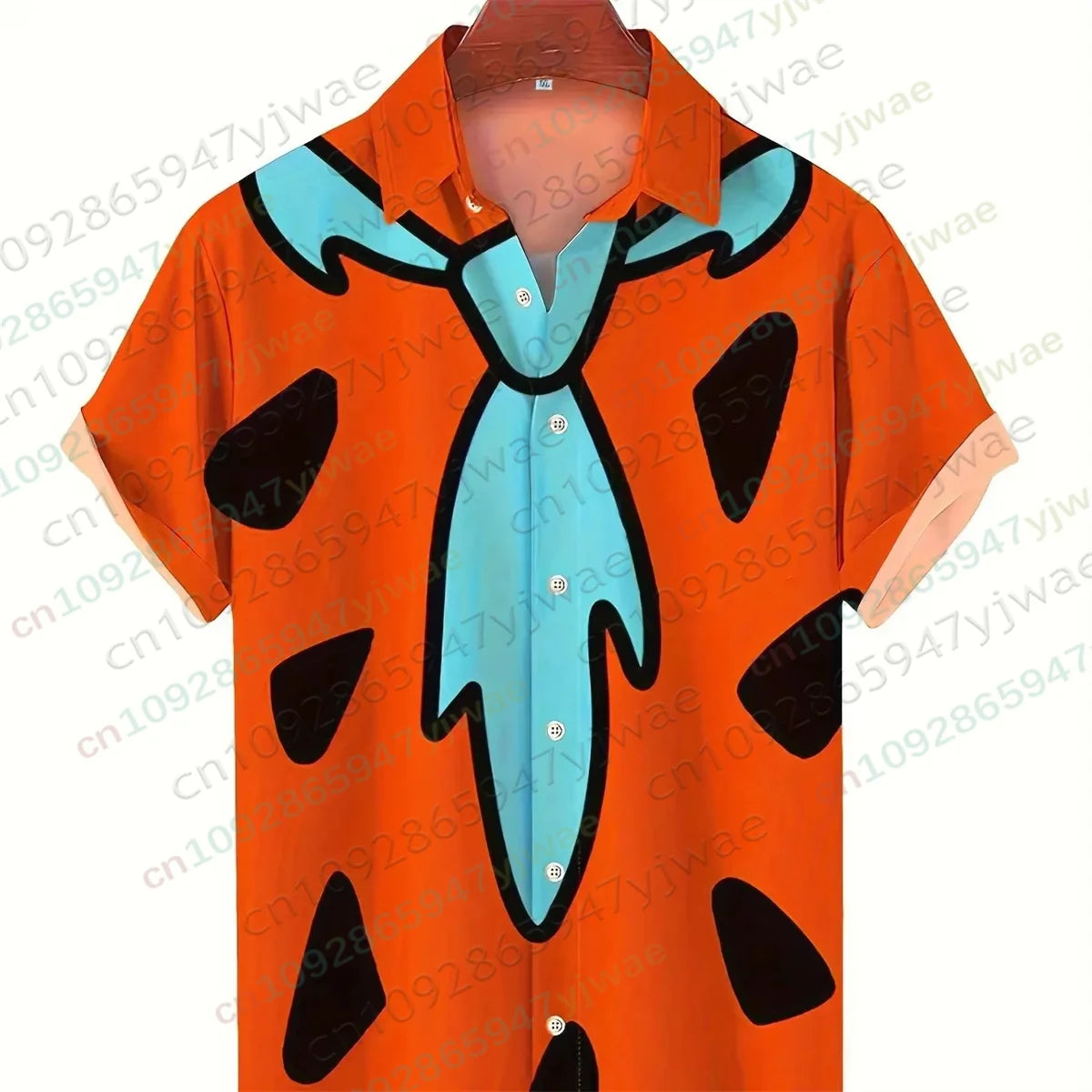 The Flintstones Tie Geometric Graphic Shirt Fashion Hawaiian Shirts Button Shirt Summer Streetwear Fashion Men Clothes T-shirt