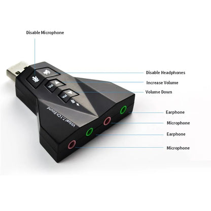USB Virtual 7.1 Independent Sound Card Airplane shaped Sound Card Computer Driver Free External Desktop Laptop