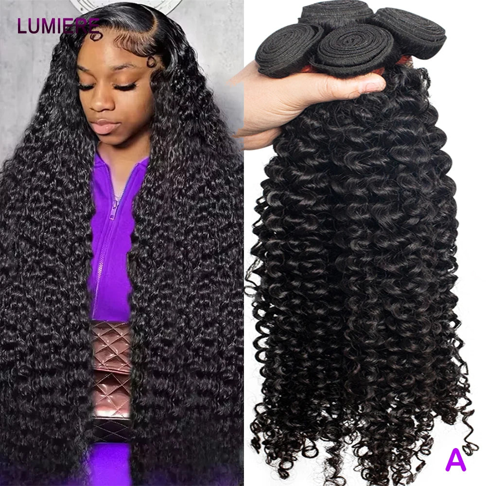 Deep Curly Wave Human Hair 3/4  Bundles Deal Malaysian Hair Weaves 100% Virgin Rew Human Hair Extensions Double Weft Wholeasle