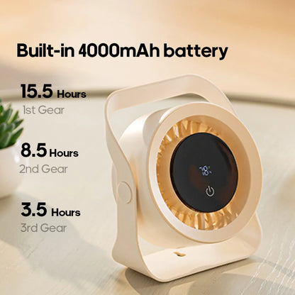 4000mAh Outdoor Desktop Fan Angle Adjustable 100 Speeds Wall Mount Portable Fan With Remote Control and Touch Screen Cooling Fan