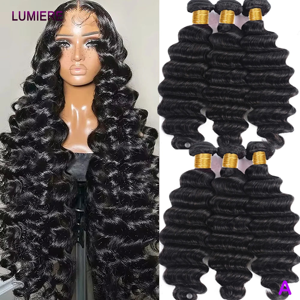 Loose Deep Wave Bundles 100% Virgin Raw Brazilian Human Hair Weave 1/3/4   Bundle Deals Hair Extension Double Weft Wholeasle 30"
