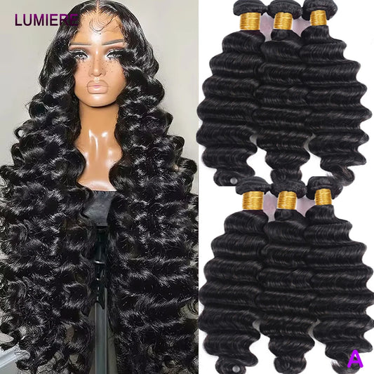 Loose Deep Wave Bundles 100% Virgin Raw Brazilian Human Hair Weave 1/3/4   Bundle Deals Hair Extension Double Weft Wholeasle 30"