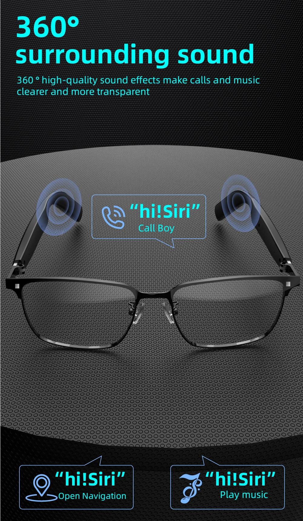 SG-20 Pro 2-in-1 TWS Daily Wear Smart Glasses Bluetooth Audio, Voice Assistant, Lightweight Design 9D