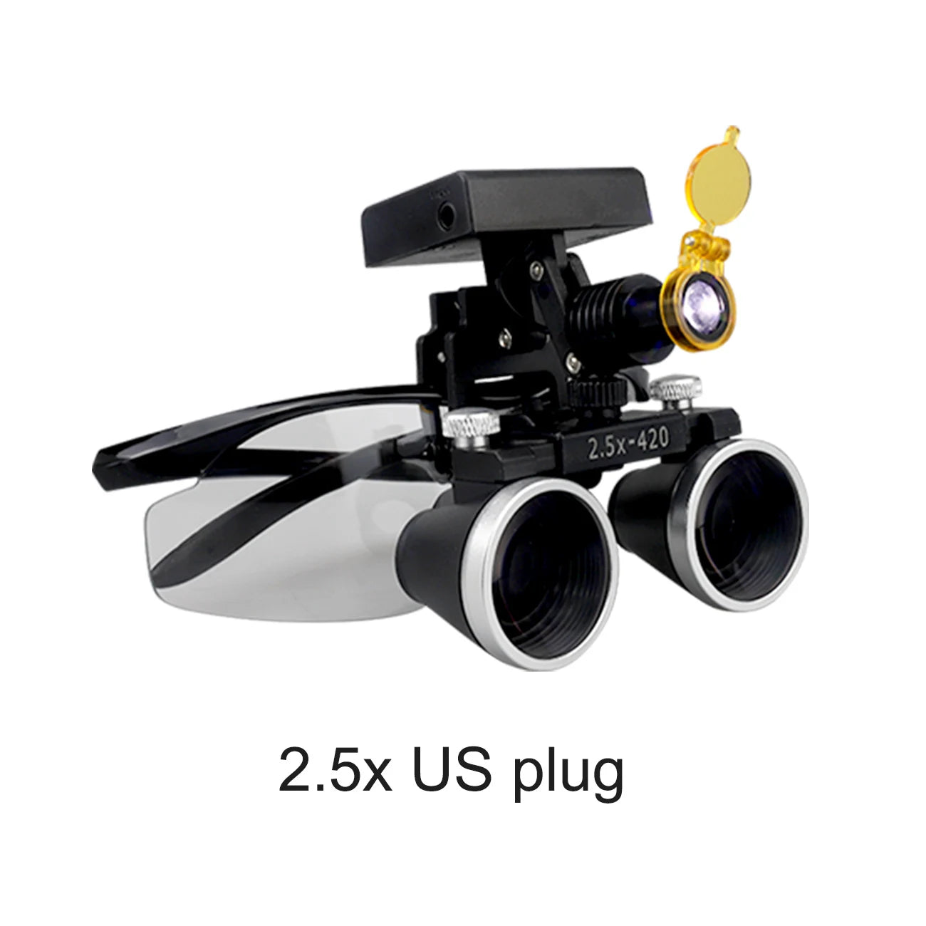 2.5X/3.5X 420mm Dental Loupe Magnifier Binocular Magnifier Surgery Surgical Operation Loupe with Spotlight Head Light 5W LED