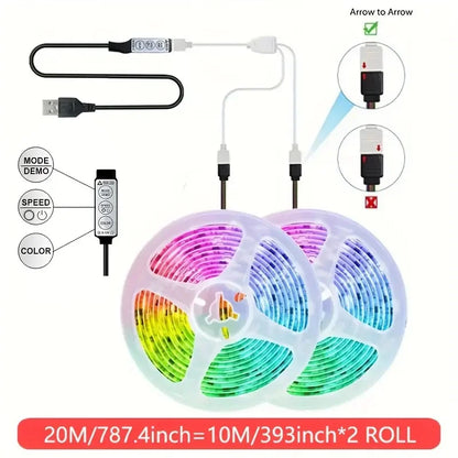 LED Strip Light, RGB for Various Scenes with Double-Sided Adhesive Tape Easy Installation - Ambient Bedroom Computer Desk Lights