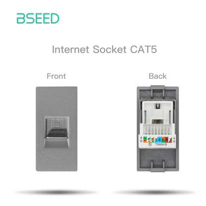 BSEED Glass Frames EU Standard HDMI Tel Sockets Module Part Internet Wall Sockets TV DIY Function Base USB CAT5 Satellite Parts