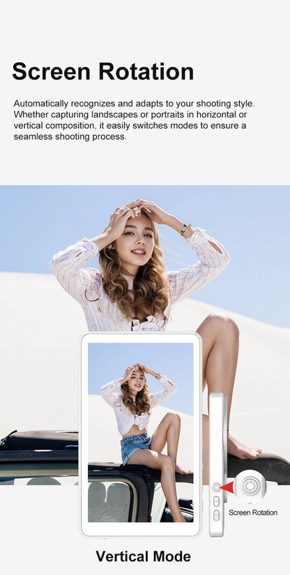 Magnetic Phone Monitor - Real-Time Selfie/Rear Cam - 4K Streaming Assistant - Wide Angle - Fits Most Phones