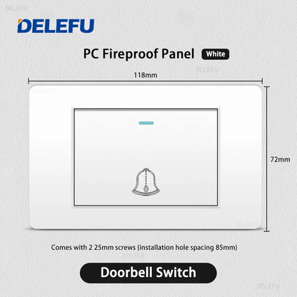 DELEFU White Retardant PC Israel USB Type C Fast Charging Wall Socket Light Tuya Wifi Smart Switch Sat TV Tel Doorbell Curtain