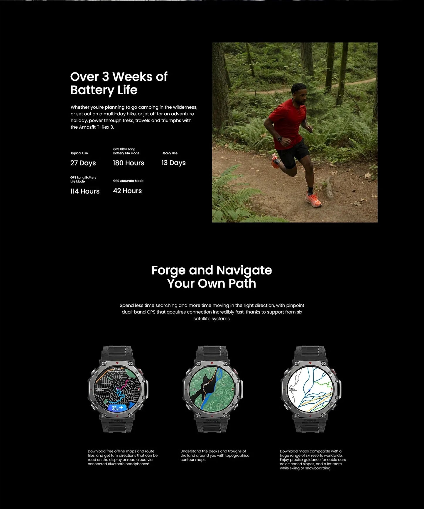 Amazfit T-Rex 3 Smartwatch 48mm AMOLED Display 6 Satellite Systems Dual Band GPS 170 Sports Mode Smart Watch