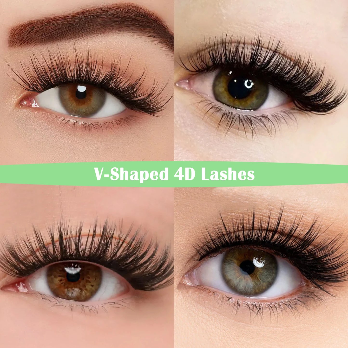 DeceMars V-shaped 4D eyelash extensions Matte Black 12 Rows/Tray for Makeup