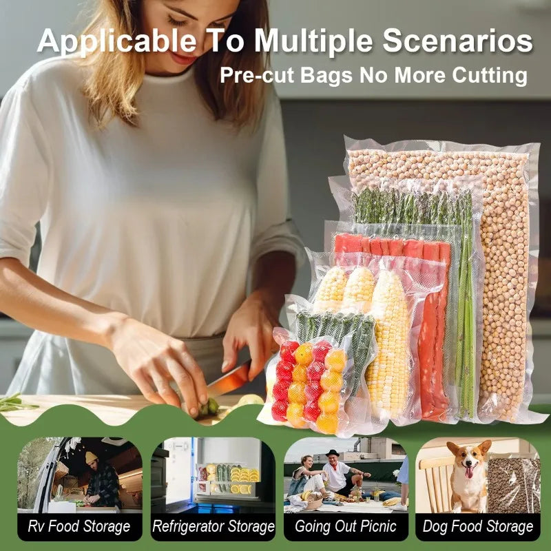 100pcs Vacuum Sealer Bags for Food Long-Lasting Freshness Storage Empty Bags for Vacuum Sealer Machine Kitchen Essentials