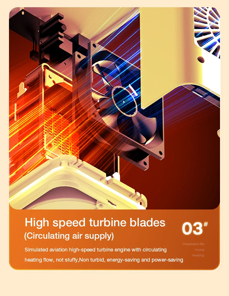 Portable PTC ceramic electric heater with multi-stage adjustment, silent, small household fan and night light heater.
