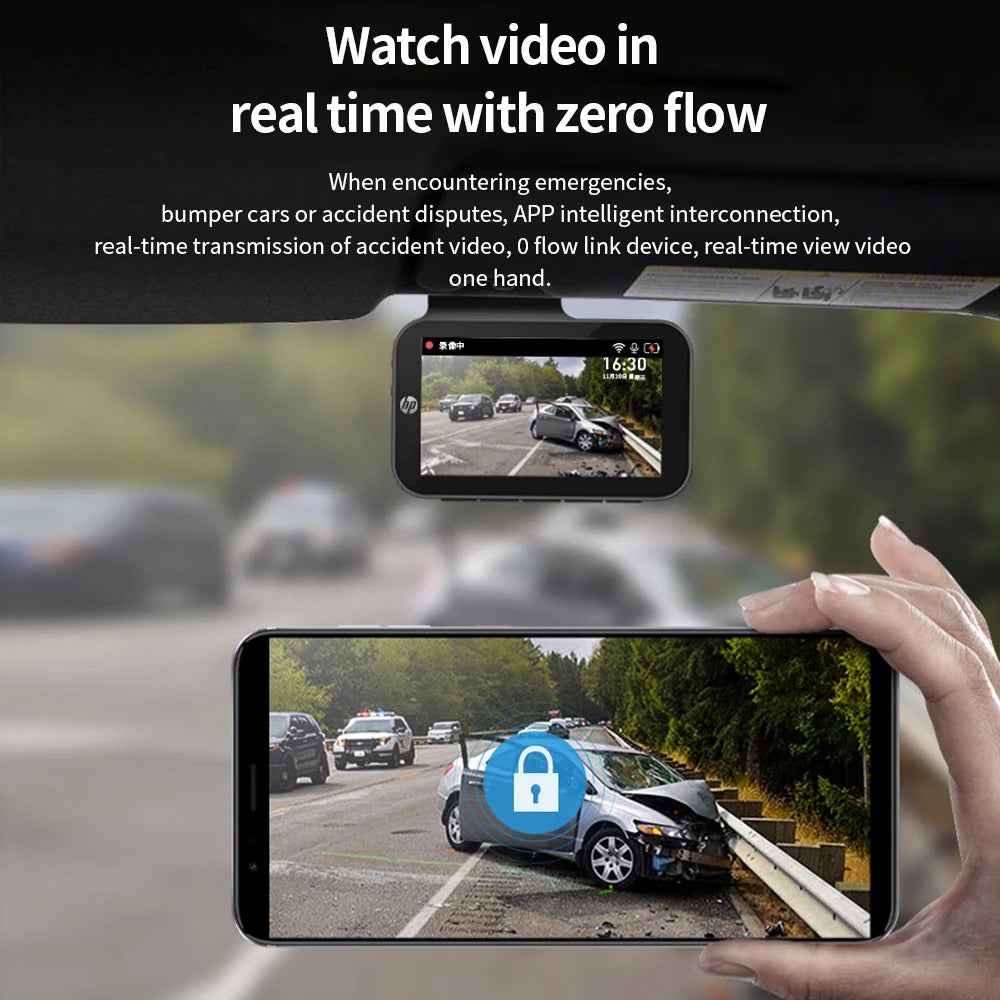 HP car camera F965 dash cam camera 2k UHD night vision WiFi video loop video parking monitoring car dashcam auto dashcam 1440P
