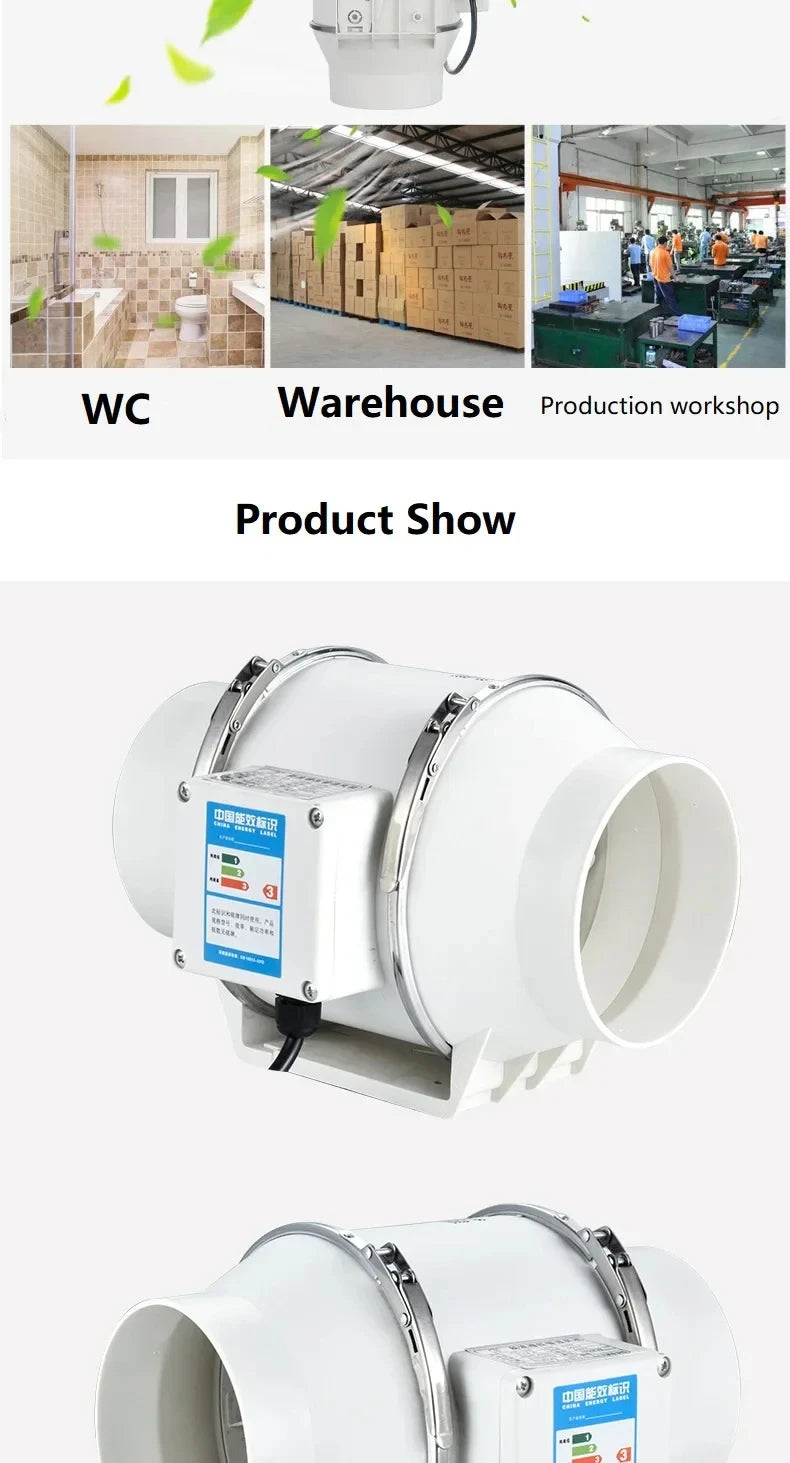 Exhaust Pipe Fan Ventilation Fan Pipe Fan Inline Duct Fan Ventilation Exhaust Blower Fans Quiet For Ducting