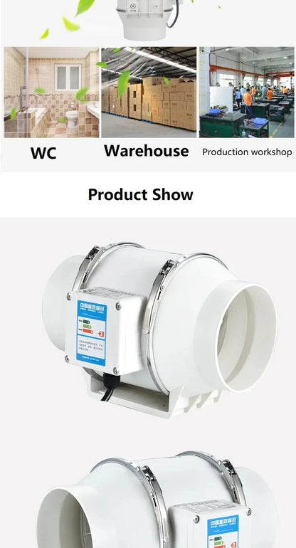 Exhaust Pipe Fan Ventilation Fan Pipe Fan Inline Duct Fan Ventilation Exhaust Blower Fans Quiet For Ducting