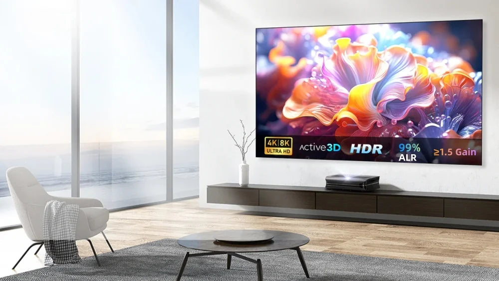 F16UST New Gen Cinema-Pro Fresnel PET ALR Projection Screen for UST Laser Projector Fixed Frame Screen 16:9 8K UHD